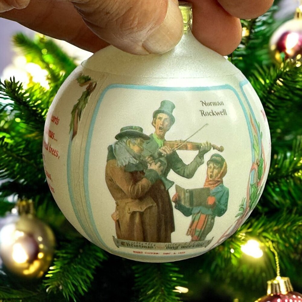 Norman Rockwell Art Glass Ball Hallmark Keepsake Christmas Ornament - 1992